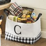 Plaid-Accent Tote Basket, , large